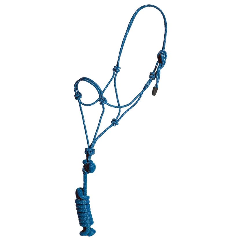 Mustang Tack Blue/White Mustang Yearling Rope Halter