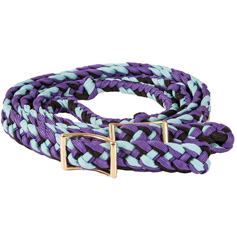 Mustang Tack Purple/Black/Turquoise / 8' Mustang Braided Barrel Racing Rein