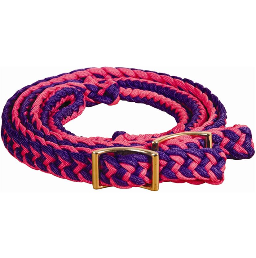 Mustang Tack Purple/Hot Pink / 8' Mustang Braided Barrel Racing Rein