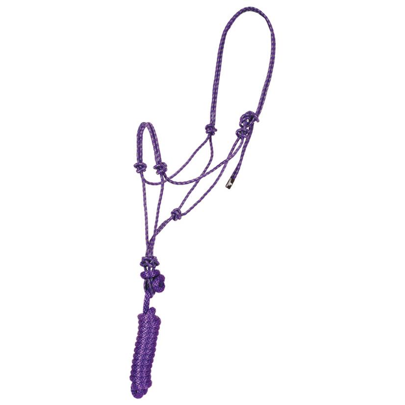 Mustang Tack Purple/Lime Mustang Economy Mountain Rope Halter with Lead