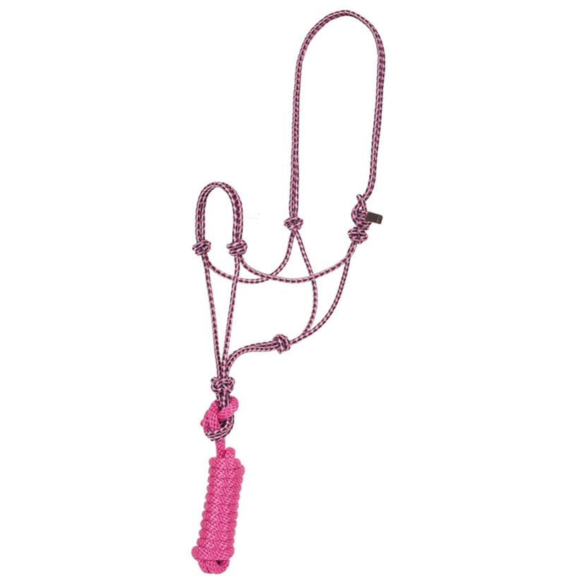 Mustang Tack Raspberry/Black Mustang Economy Mountain Rope Halter with Lead