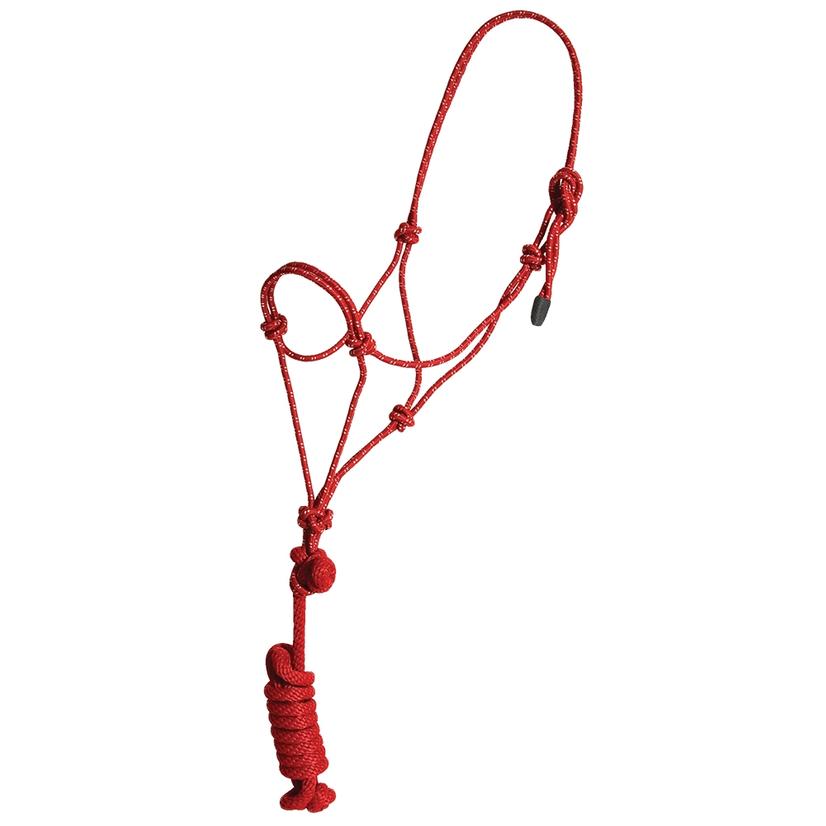 Mustang Tack Red/White Mustang Yearling Rope Halter
