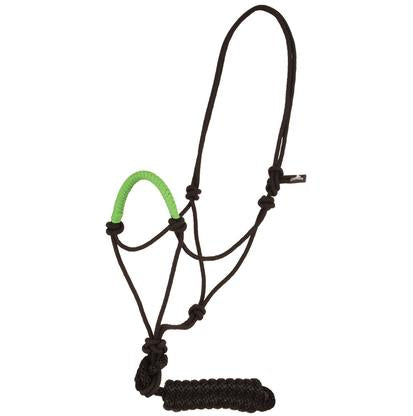 Mustang Tack Standard / Lime Green Mustang Solid Nose Rope Halter