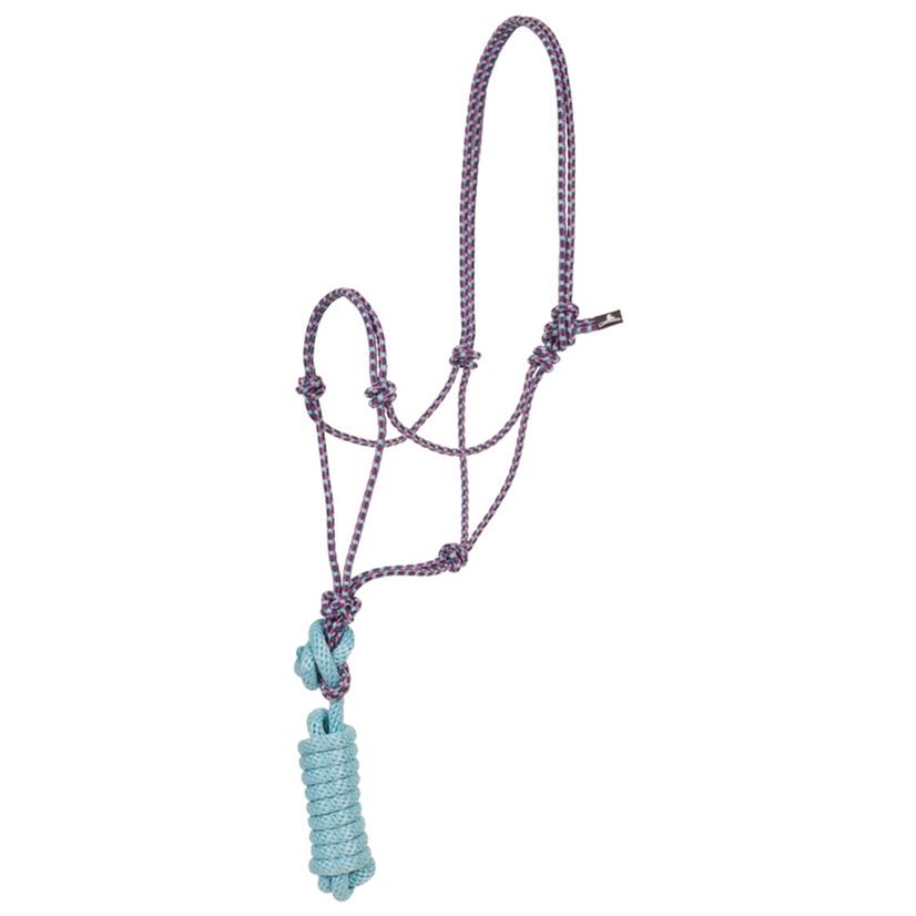 Mustang Tack Turquoise/Raspberry Mustang Economy Mountain Rope Halter with Lead