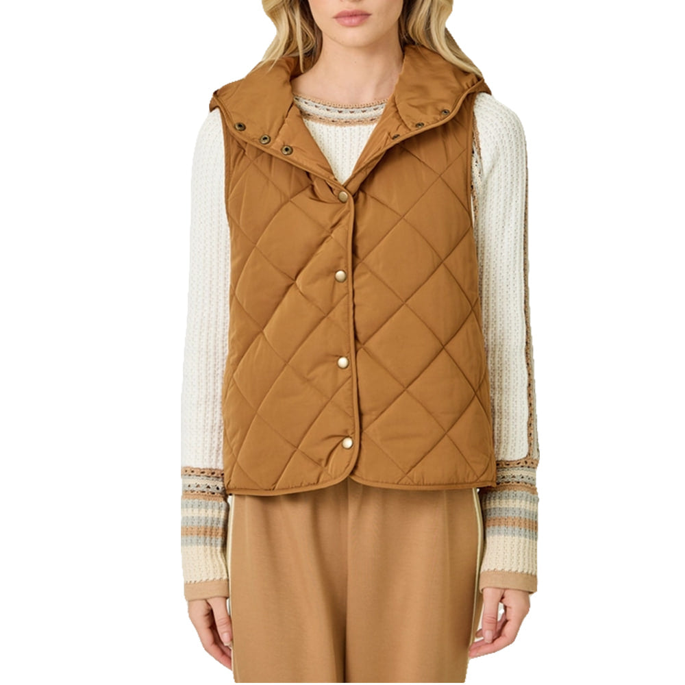 Mystree Apparel Mystree Women's Quilted Puffer Hooded Vest