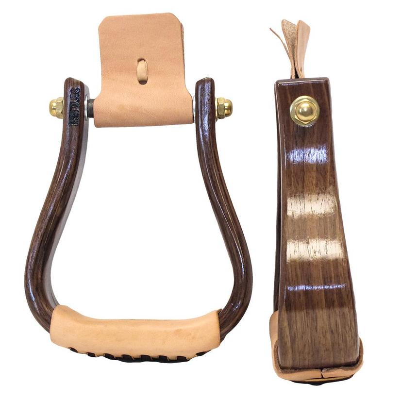 Nettles Stirrups Tack Dark / 2" Nettles Walnut Flat Bottom Stirrups