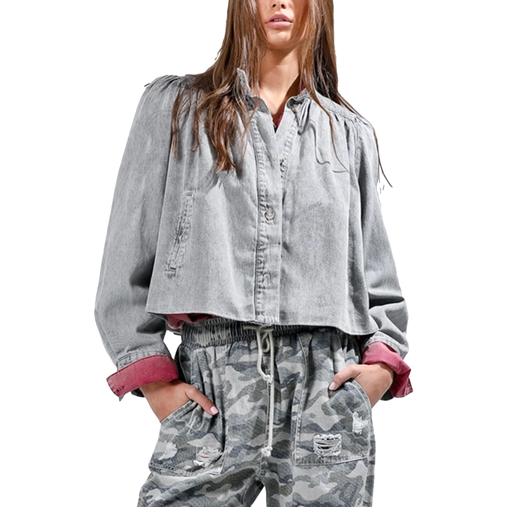 Noaboa Apparel Noaboa Women's Denim Grey Washed Jacket