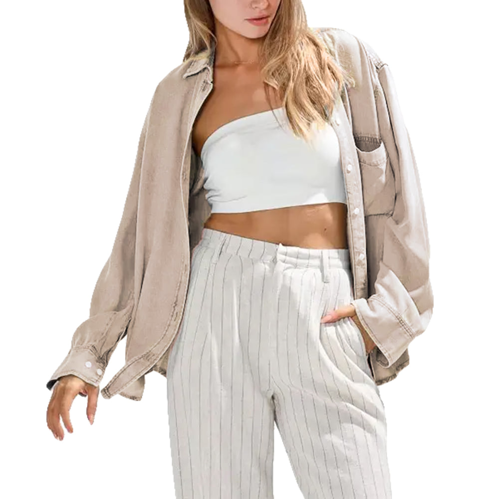Noaboa Apparel Washed Out Button Down Lyocell Shirt Light Taupe