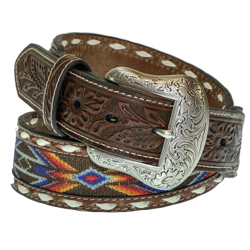 Nocona Belts Apparel Nocona Belts Brown Leather Buffalo Nickel Brown Lace Leather Men's Belt