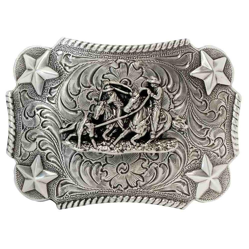 Nocona Belts Apparel Silver / Osfa Silver Team Roping Rectangular Belt Buckle