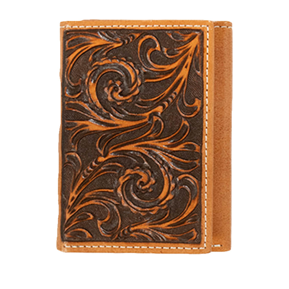 Nocona Belts Other Nocona Belts Tan Scrolling Embossed Trifold Wallet