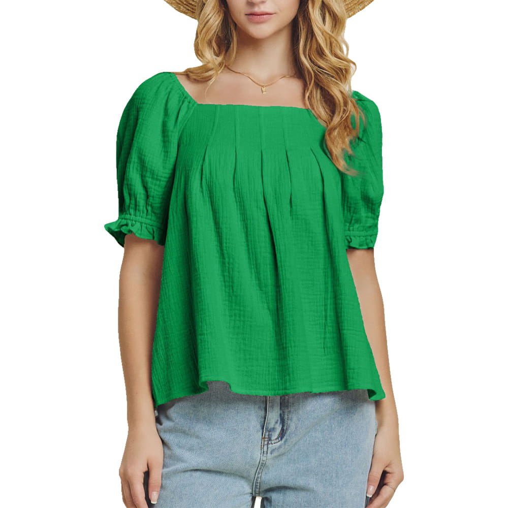 Oddi Apparel Oddi Women's Green Plus Gauze Blouse