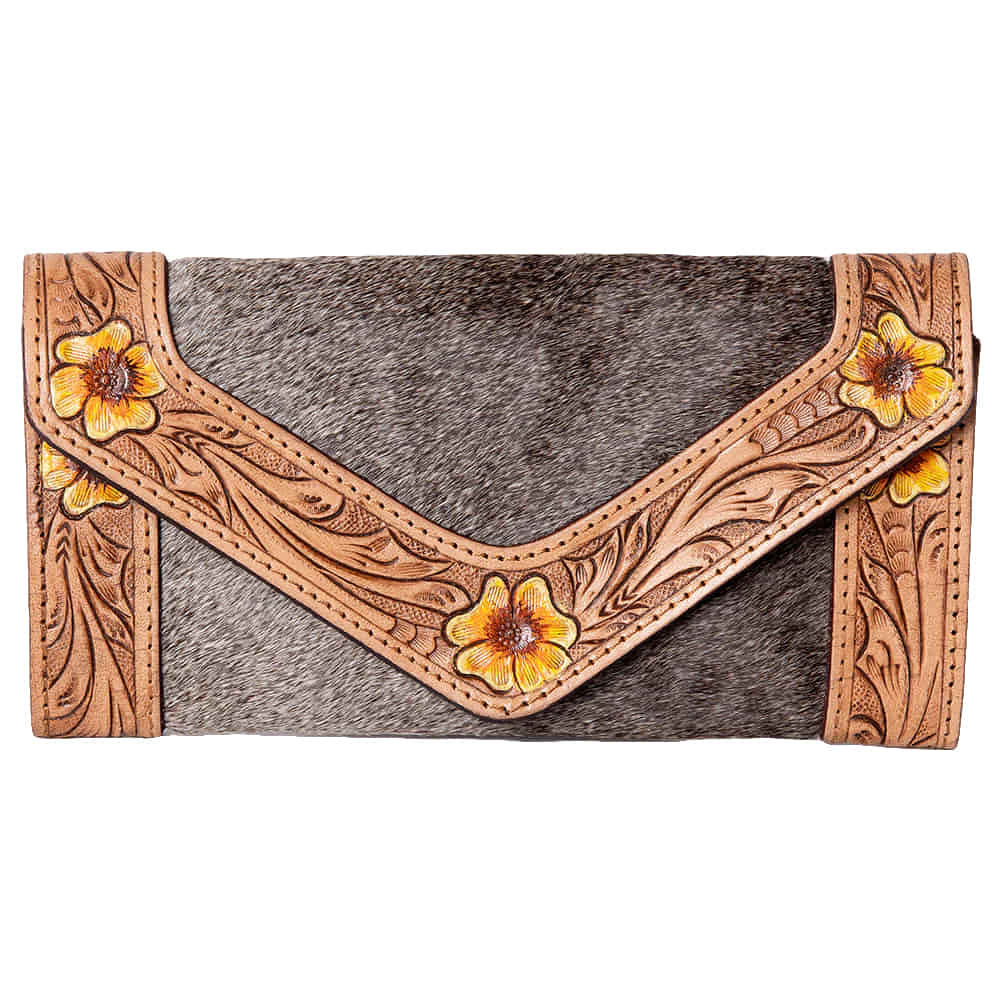 Ohlay Bags Other Ohlay Dark Hide and Floral Border Tool Wallet with Snap Closure