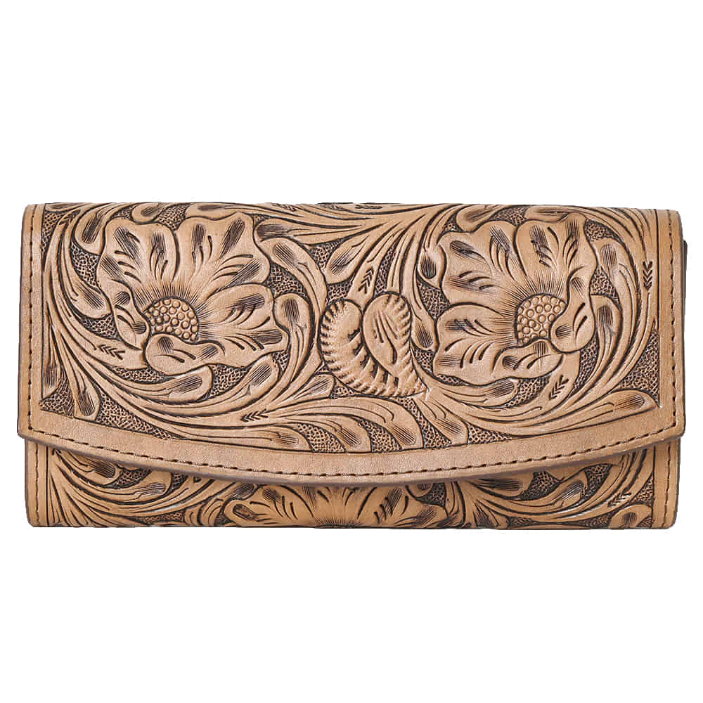 Ohlay Bags Other Ohlay Tooled Tan Morning Glory Wallet with Snap Closure