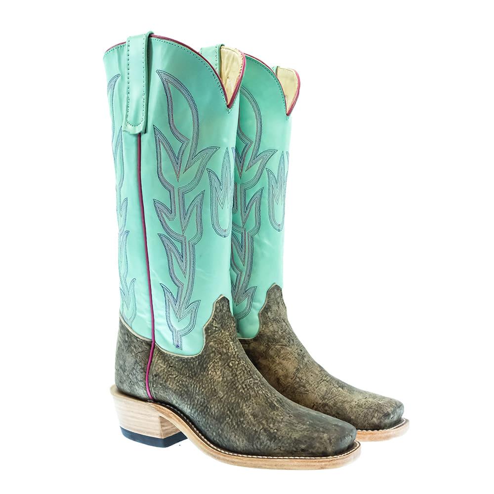 Olathe Footwear Olathe Antique Saddle Safari Giraffe Mint Top Women's Boots