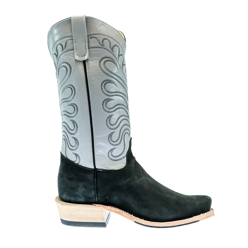 Olathe Footwear Olathe Black Wyoming Rough Out Grey Top Men's Boots