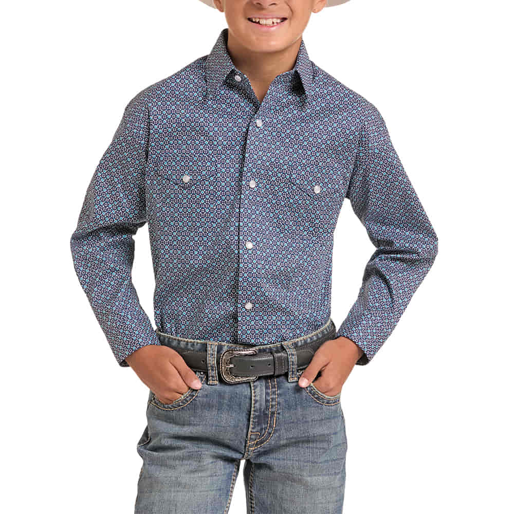 PANHANDLE SLIM 1000 BOYS SHIRTS Long Sleeve Snap Print Shirt