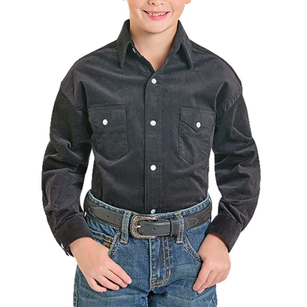 Panhandle Slim Apparel Panhandle Slim Boy's Black Corduroy Long Sleeve Snap Shirt