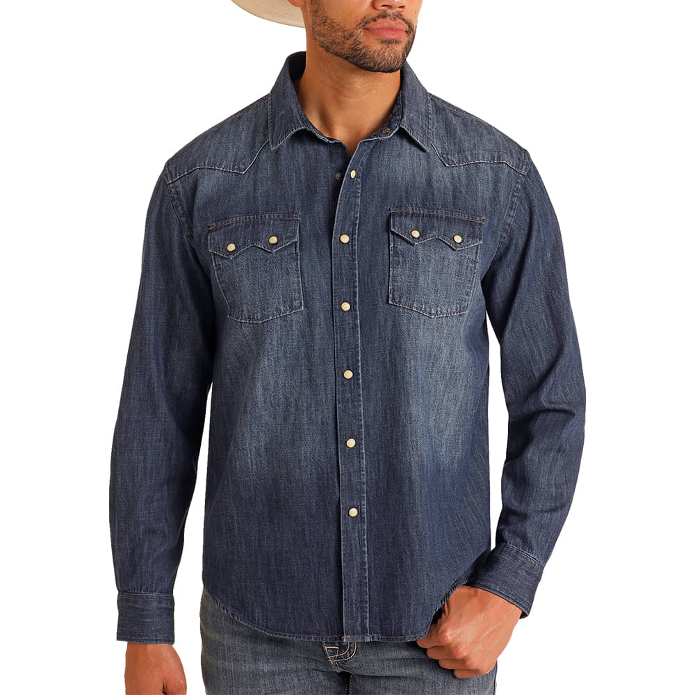 Panhandle Slim Apparel Panhandle Slim Men's Denim Long Sleeve Snap Shirt
