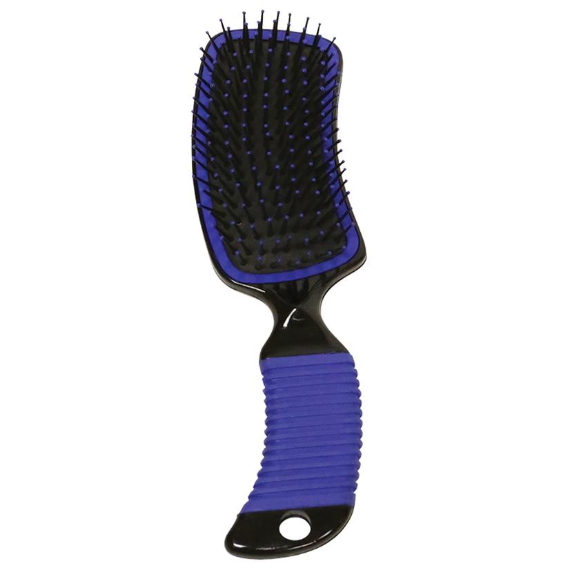 Partrade Cowboy Tack Supplies Blue Curved Handle Mane & Tail Brush