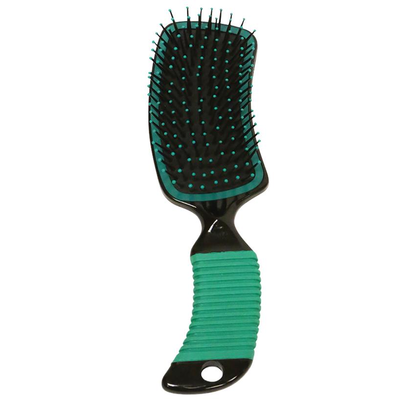 Partrade Cowboy Tack Supplies Green Curved Handle Mane & Tail Brush