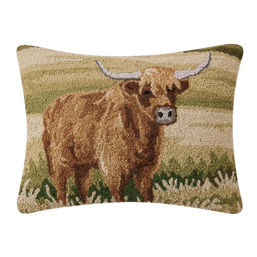 Peking Handicraft Home Decor 16"X20" / Multi Peking Handicraft Highland Cattle Hook Multicolor Pillow