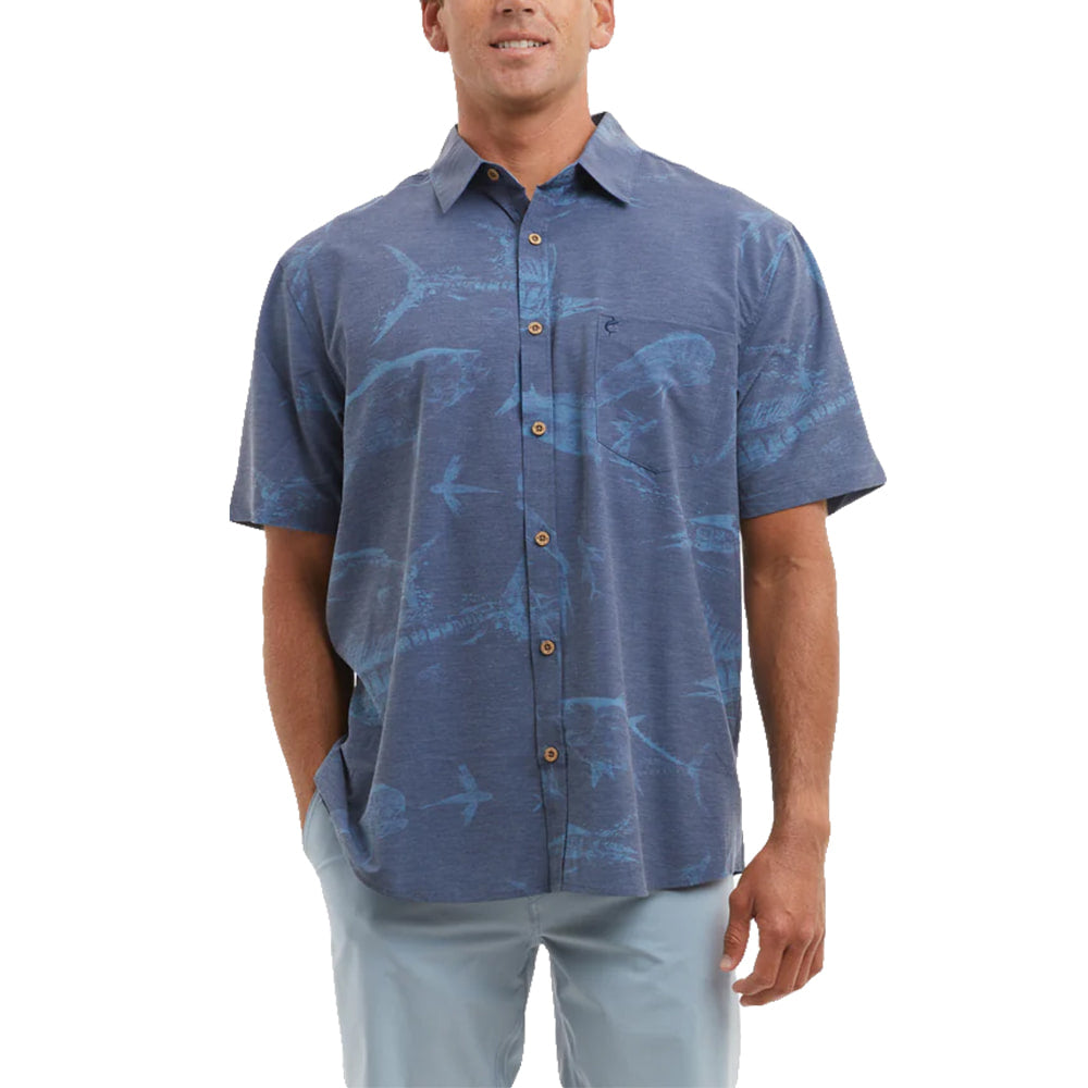 Pelagic Apparel Pelagic Men's Navy Dockside Short Sleeve Button-Down Gyotaku Shirt