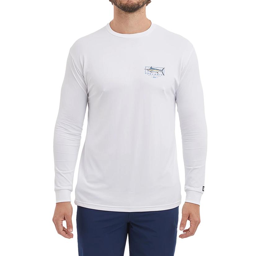 Pelagic Pelagic Aquatek White Long Sleeve Men's Graphic Tee