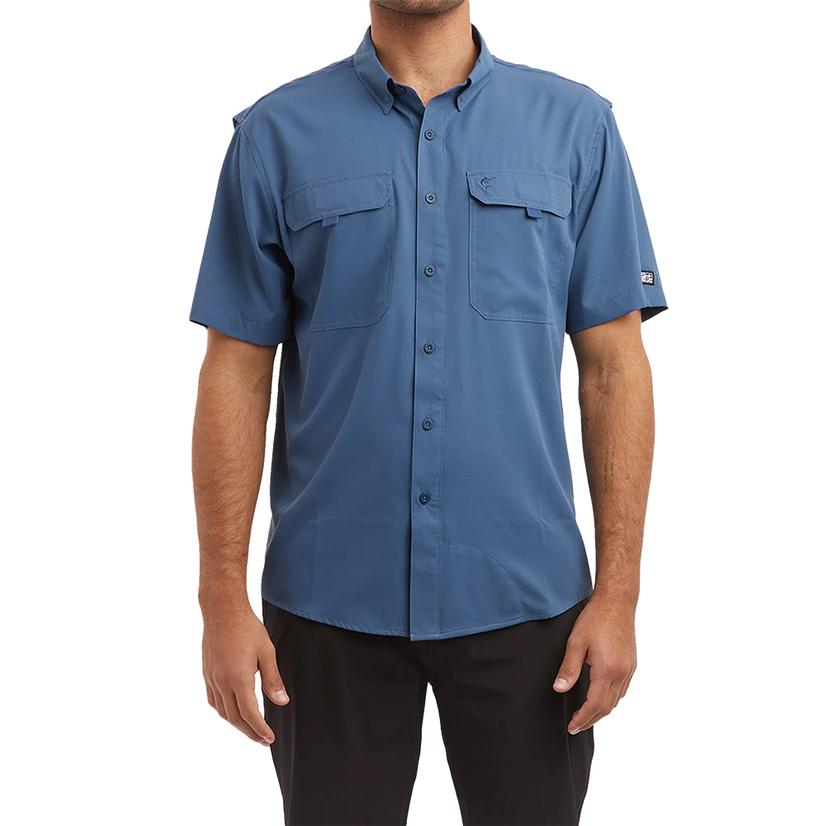 Pelagic Pelagic Keys Fishing Blue Short Sleeve Men's Shirt