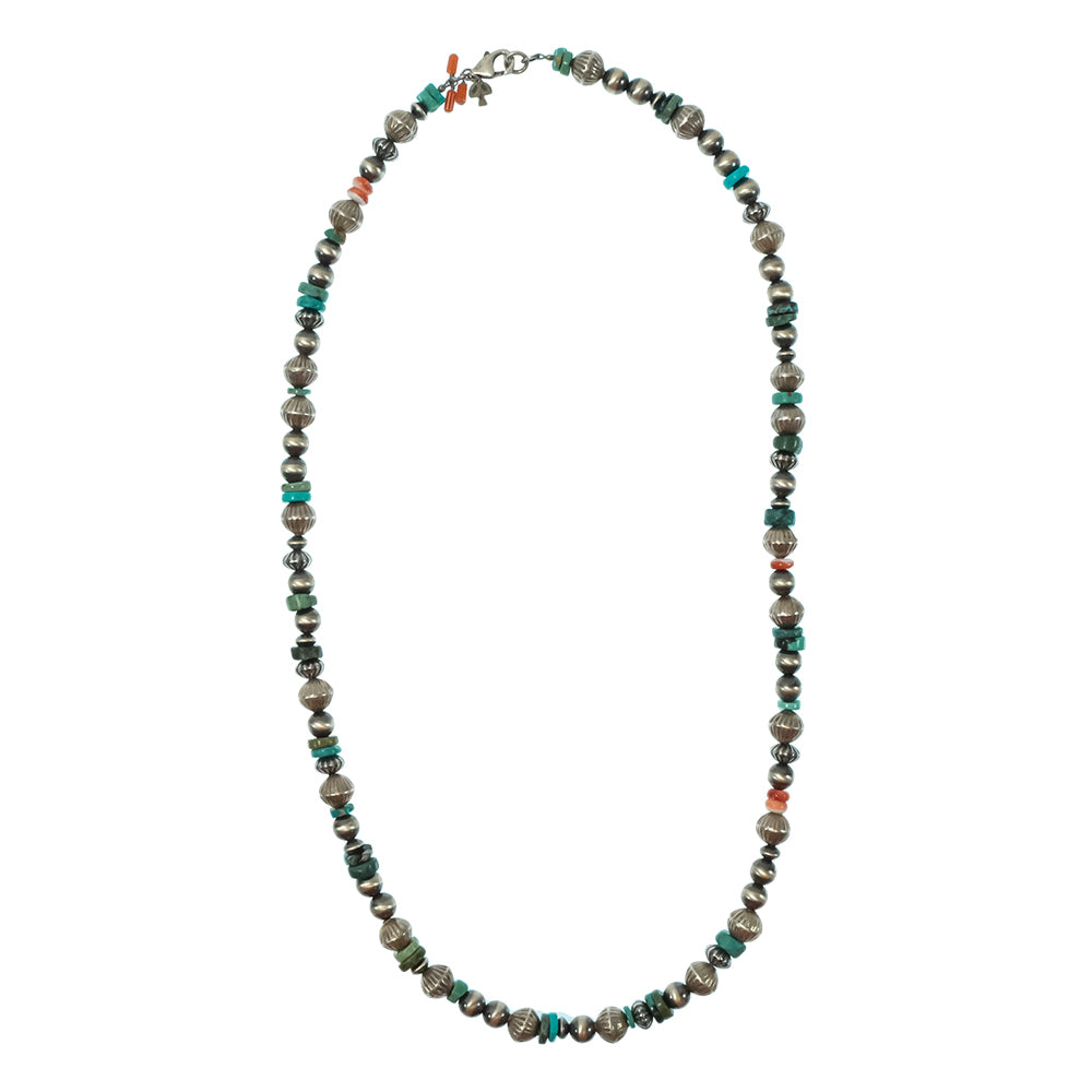 Peyote Bird Designs Jewelry 24 Inch Peyote Bird Designs Desert Painted Turquoise with Spiny Oyster Necklace