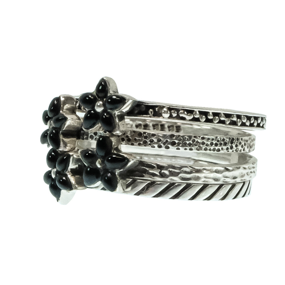 Peyote Bird Designs Jewelry Peyote Bird Designs Onyx Flower Set of Four Rings