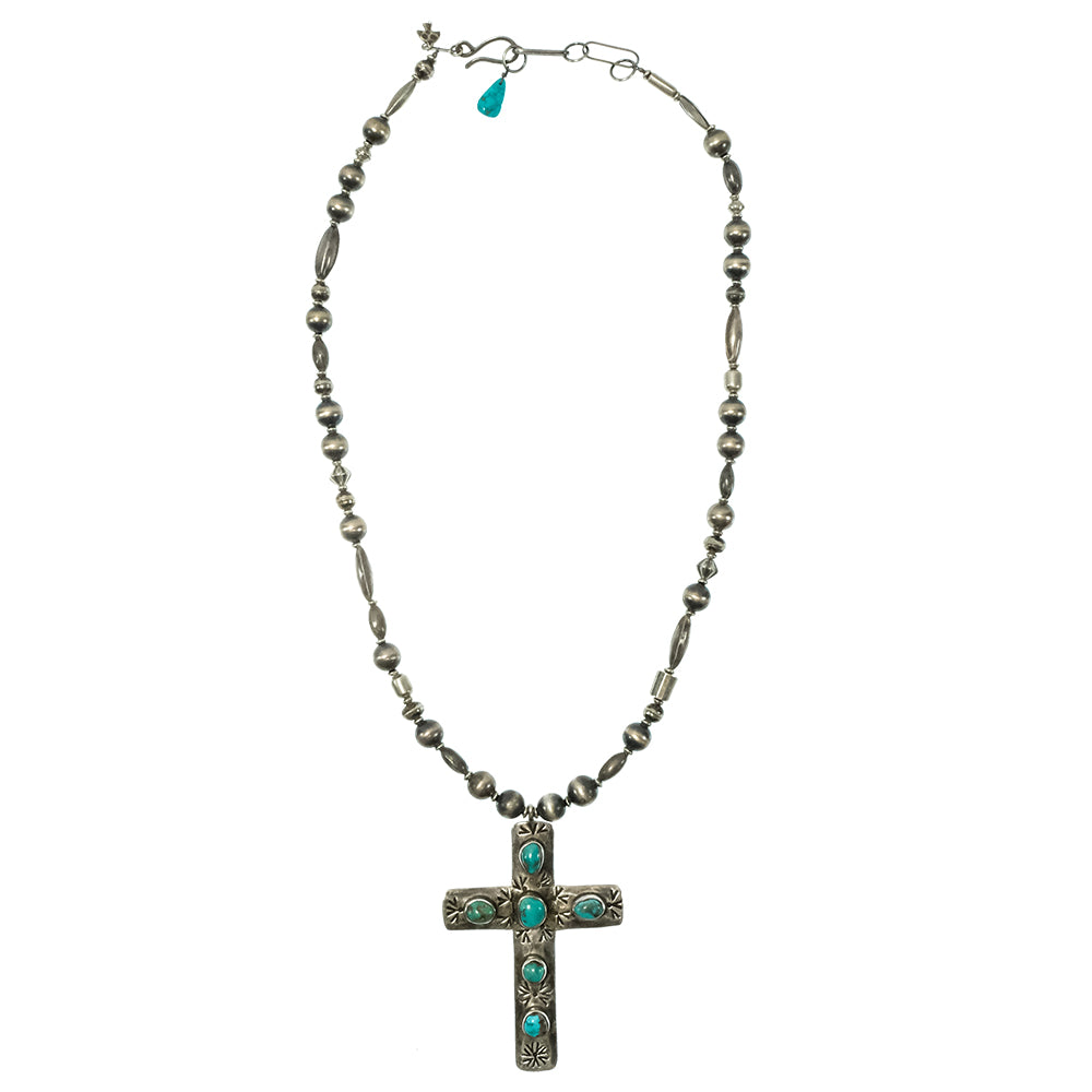 Peyote Bird Designs Jewelry Peyote Bird Designs Revival Necklace with Turquoise Cross Pendant