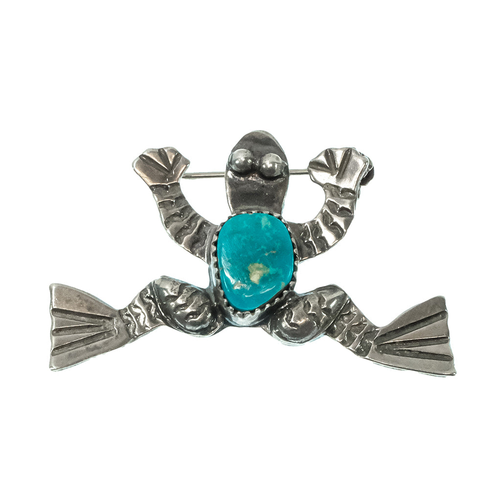 Peyote Bird Designs Jewelry Turquoise/Silver Peyote Bird Design Joe Eby Frog Pin