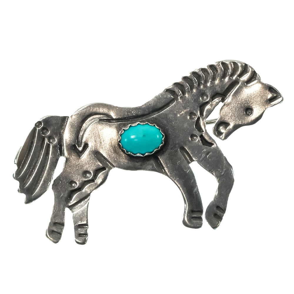 Peyote Bird Designs Jewelry Turquoise/Silver Peyote Bird Designs Joe Eby Prancing Pony Pin