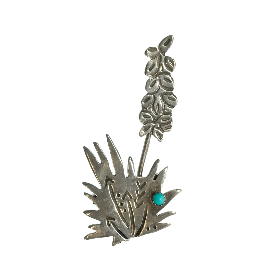 Peyote Bird Designs Jewelry Turquoise/Silver Peyote Bird Designs Joe Eby Yucca Pin with Turquoise