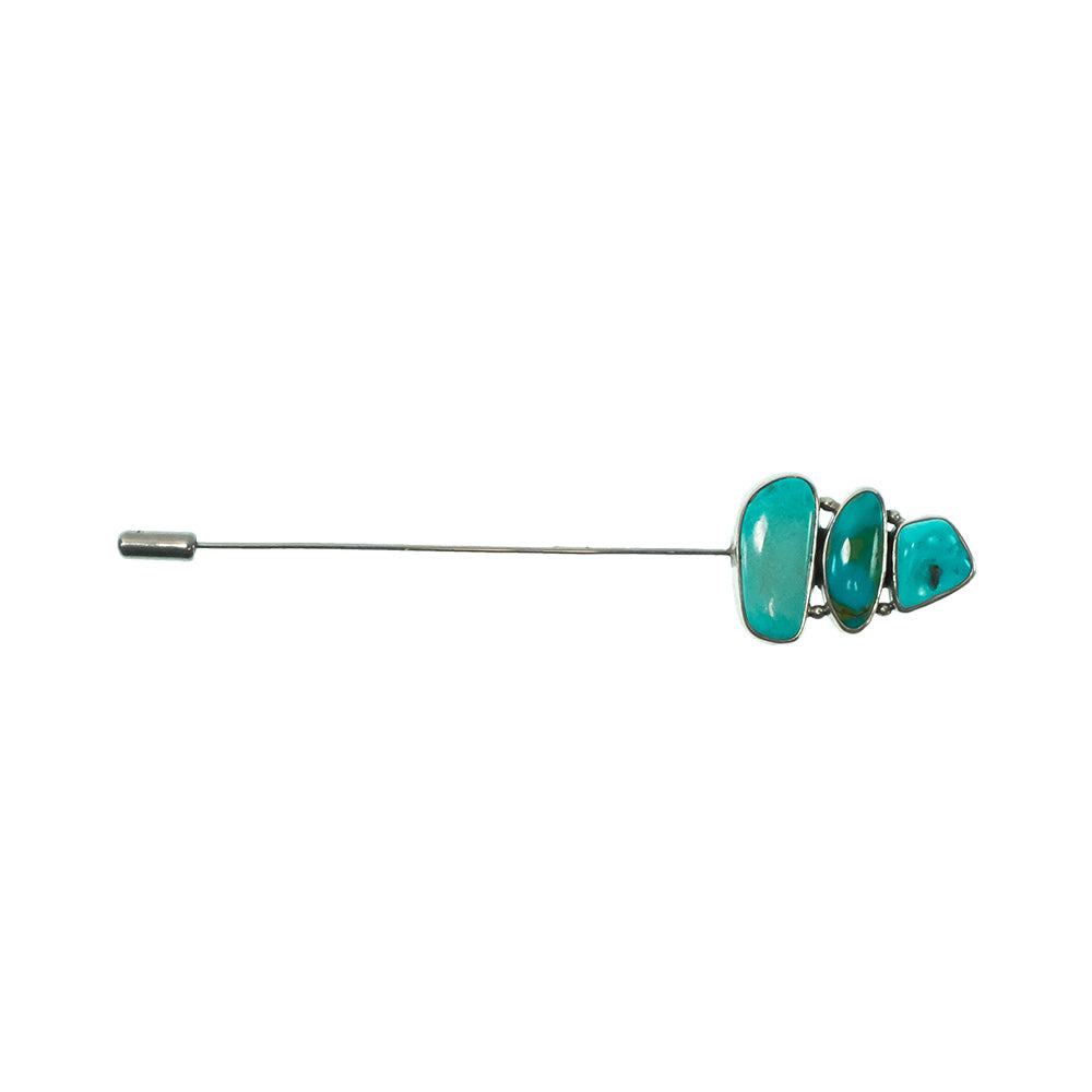 Peyote Bird Designs Jewelry Turquoise/Silver Peyote Bird Designs Nomad Silver and Turquoise Three Stone Stick Pin
