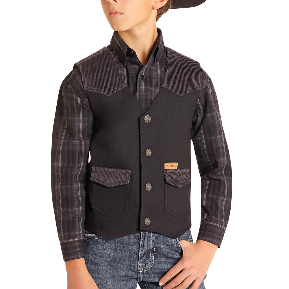 Powder River Apparel Powder River Boy's Black Rodeo Vest