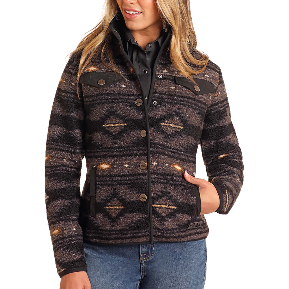Powder River Apparel Powder River Women's Black Aztec Printed Berber Jacket