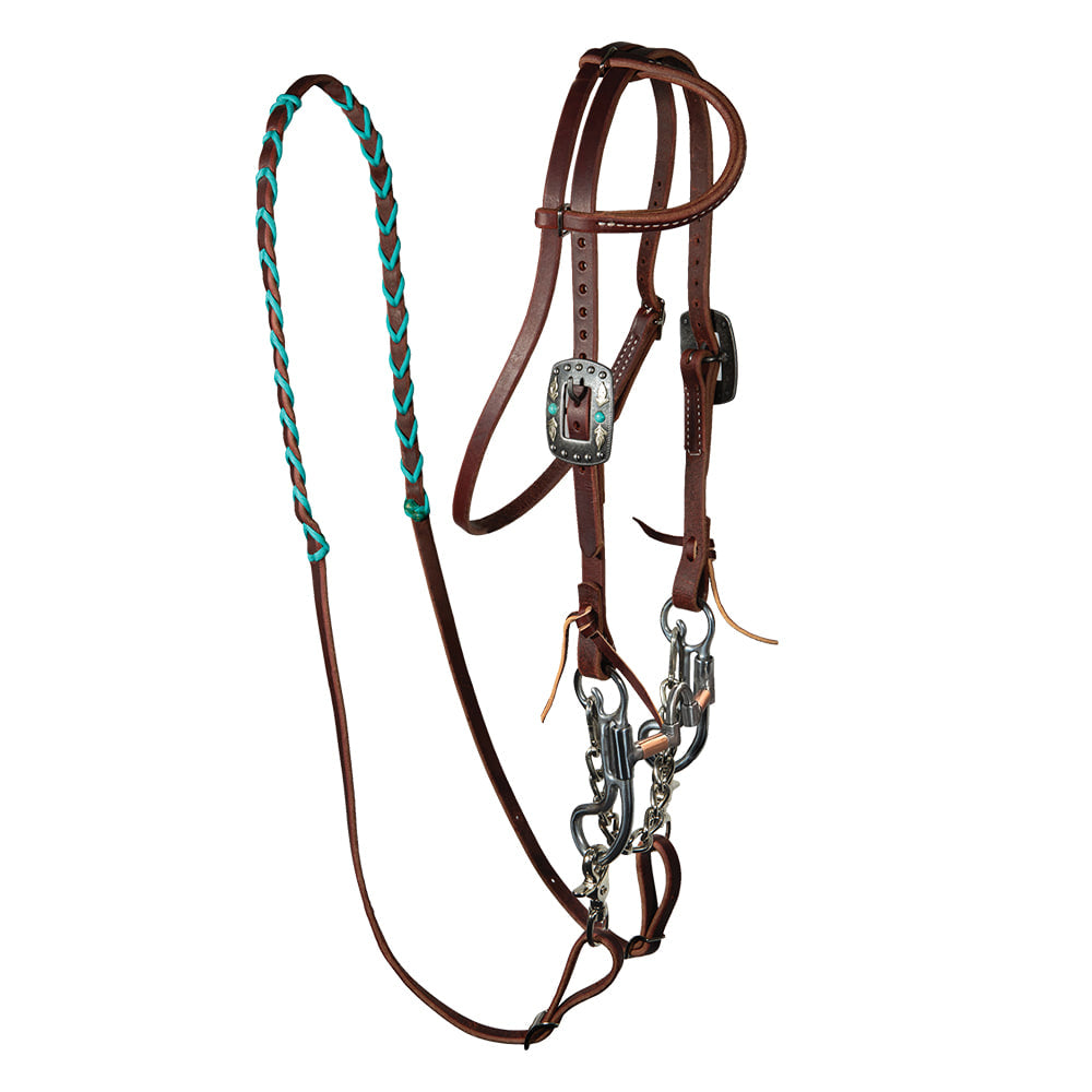 Professional's Choice Tack Brown/Turquoise Professional's Choice Pony Bridle Set with Turquoise
