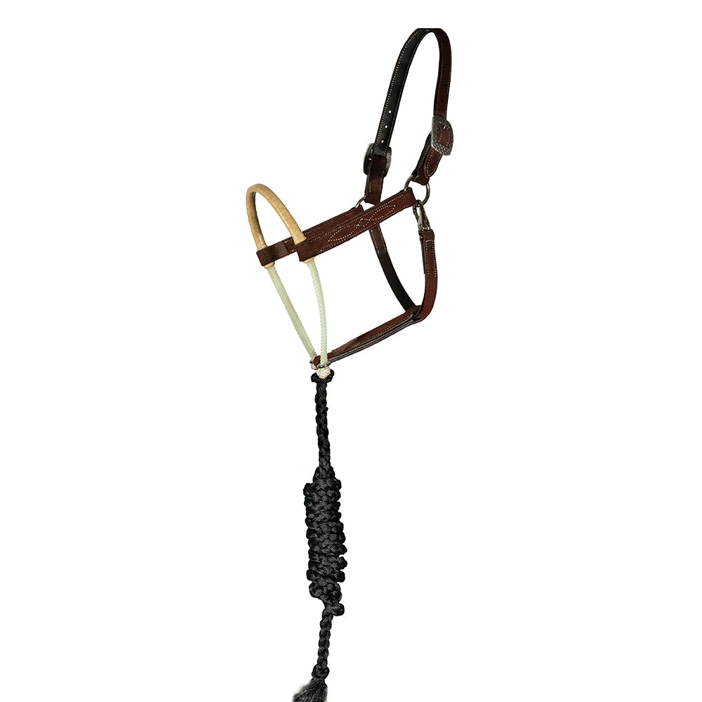 Professional's Choice Tack Professional's Choice Chocolate Rough Out Rawhide Wrapped Double Rope Nose Halter