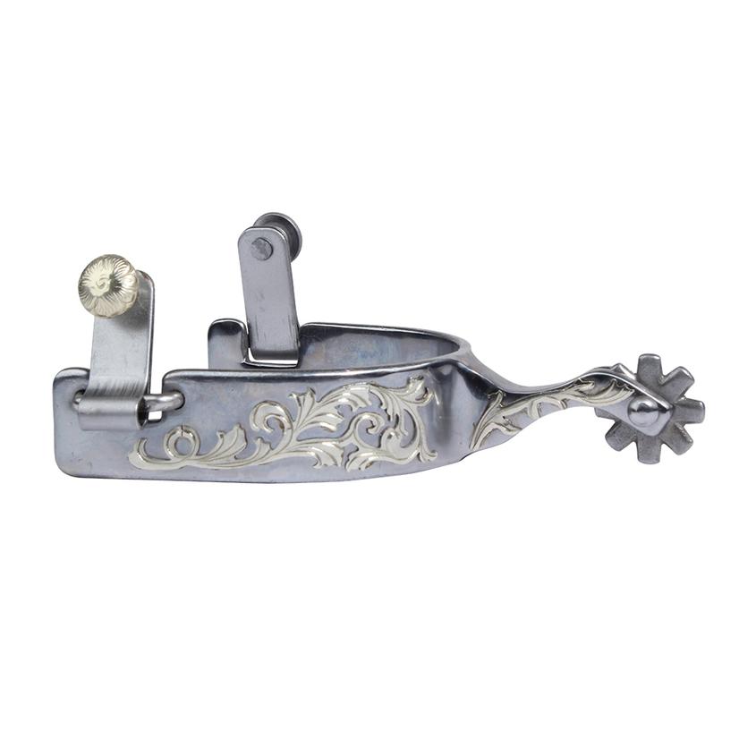 Professional's Choice Tack Silver / Men's Professional's Choice Floral Men's Spurs 1" Shank 8-Point Rowel