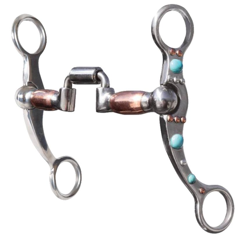 Professional's Choice Tack Steel / 5.25 Professional's Choice Hinged Port Turquoise Dot Shank Bit 5.25" with 6" Cheek
