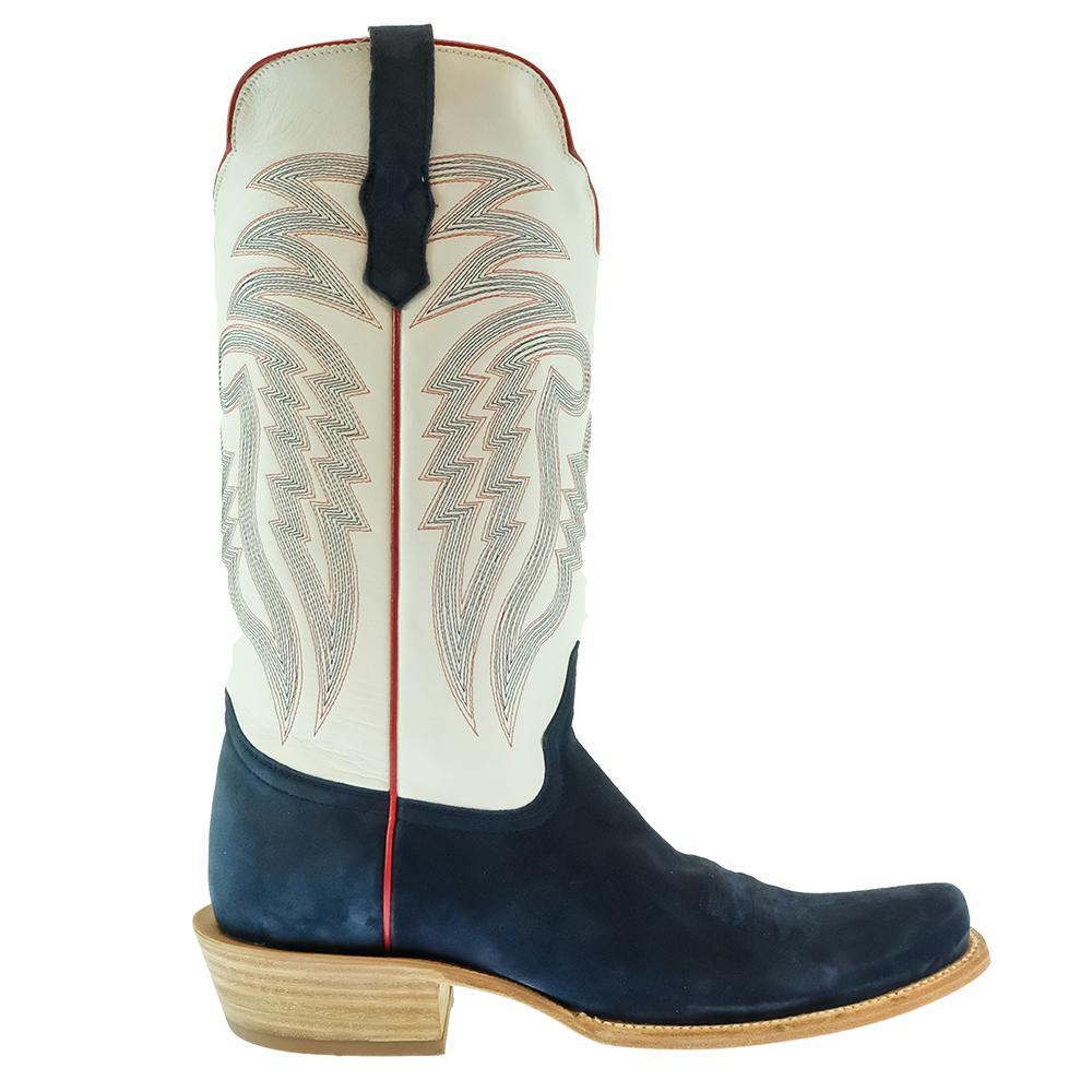 R Watson Footwear R. Watson Navy and White Rough Out Cutter Toe Men's Boots
