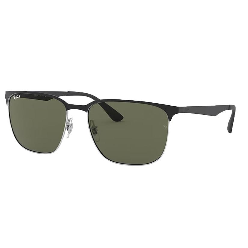 Ray Ban Apparel Black / 59 Ray Ban Silver and Black Sunglasses