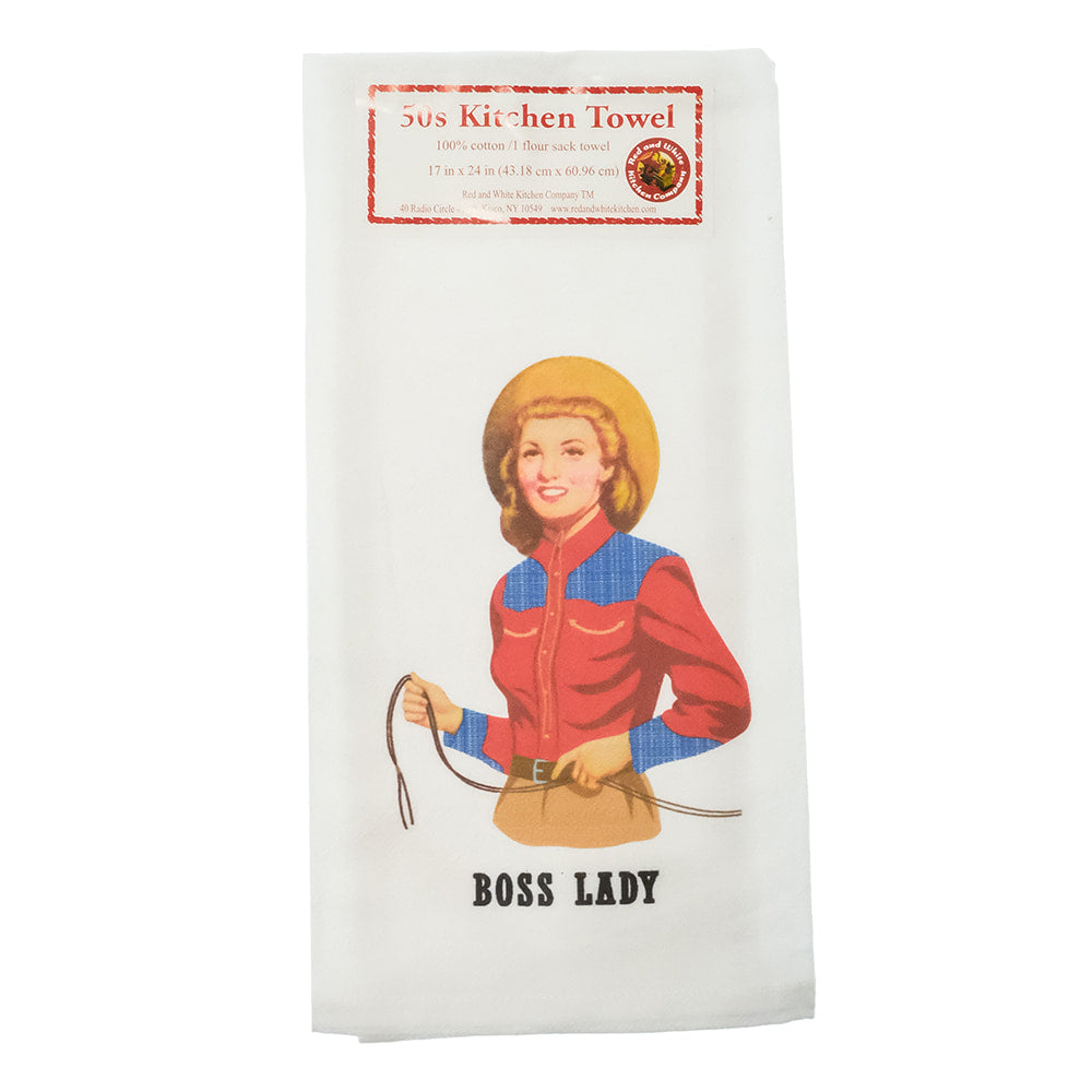 Red and White Kitchen Company Home Decor Red and White Kitchen Company Boss Lady Retro Kitchen Towel