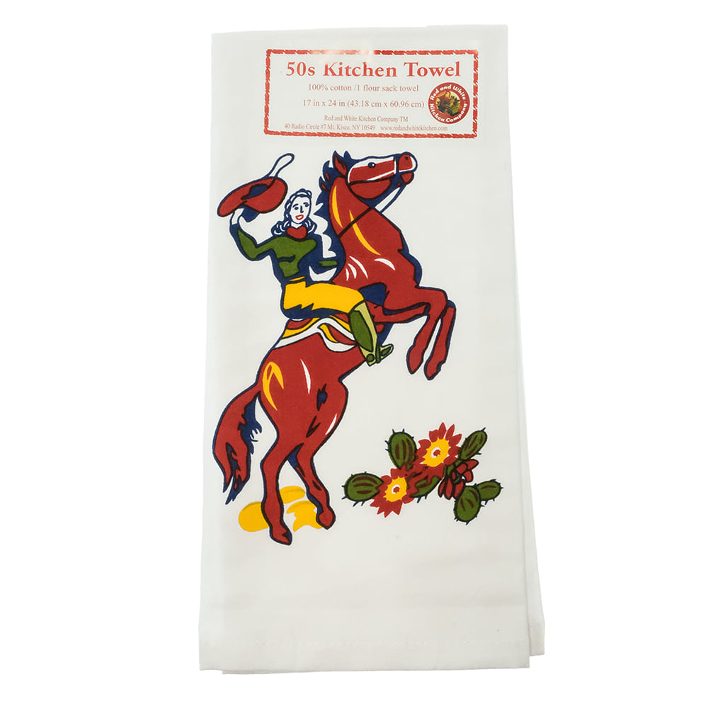 Red and White Kitchen Company Home Decor Red and White Kitchen Company Cowgirl Callie Retro Kitchen Towel