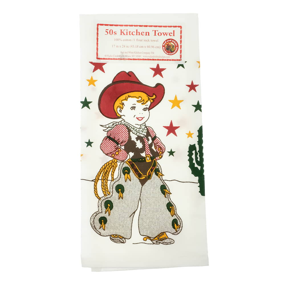 Red and White Kitchen Company Home Decor Red and White Kitchen Company Little Cowboy Retro Kitchen Towel