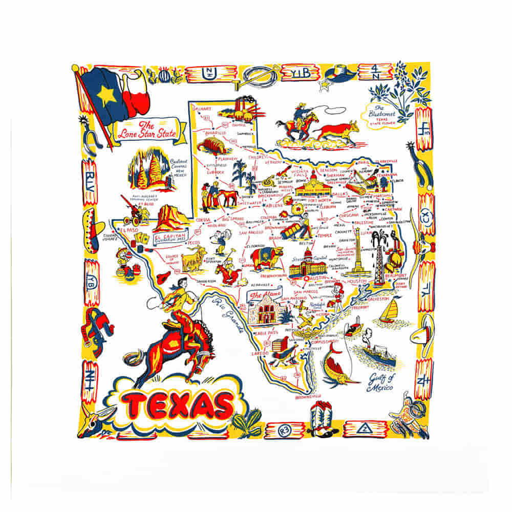 Red and White Kitchen Company Home Decor Red and White Kitchen Company Texas Retro Map Souvenir Kitchen Towel