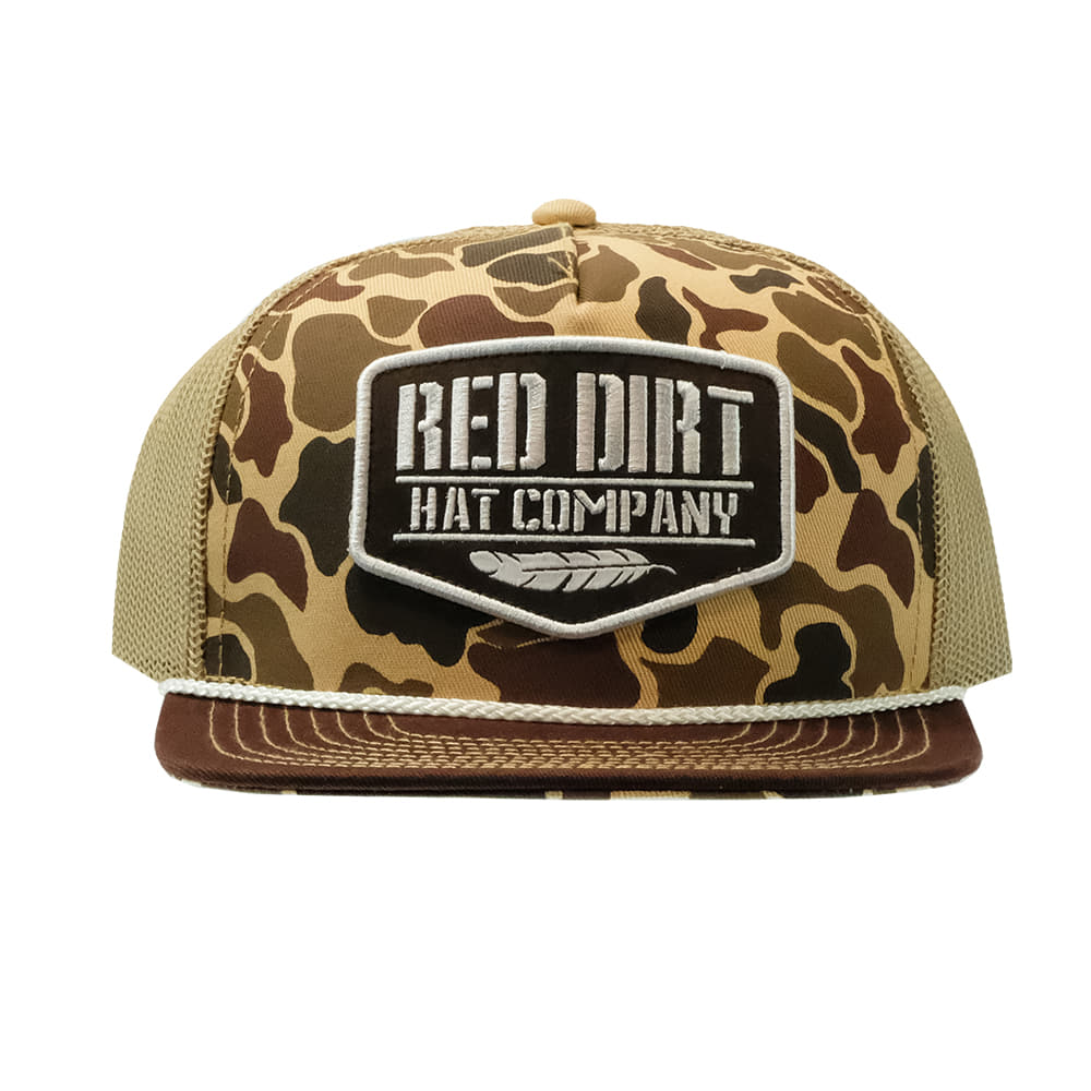 Red Dirt Hat Company Hat Red Dirt Hat Company Old Skool Camo and Tan with White Rope Flat Bill Youth Cap