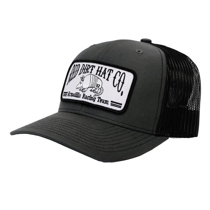 Red Dirt Hat Company Hats OSFA / CHARCOAL/BLACK Red Dirt Hat Company Charcoal Black Armadillo Patch Mesh Back Cap